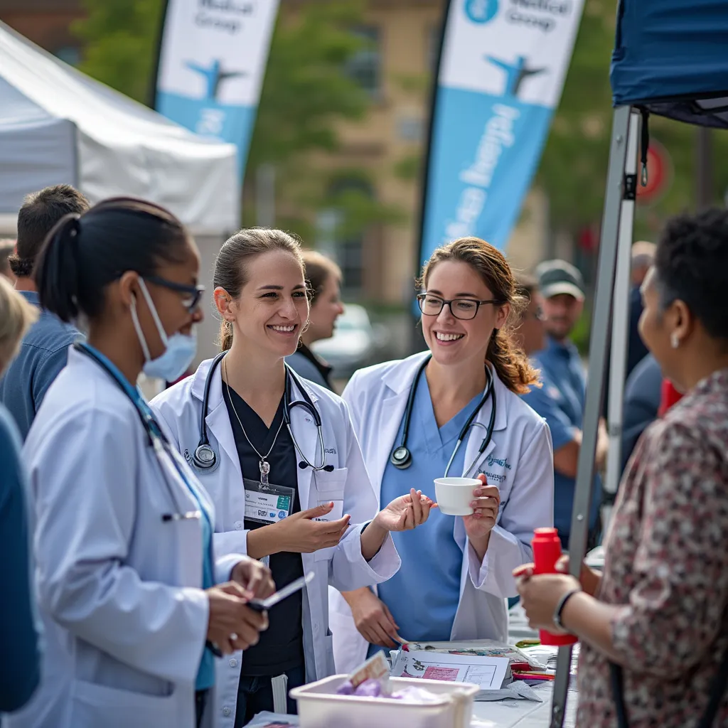 Personal médico en un evento comunitario